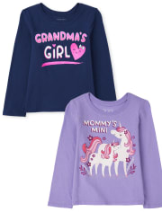 Baby And Toddler Girls Family Graphic Tee 2-Pack