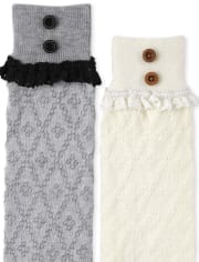 Girls Lace Boot Socks 2-Pack