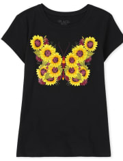 Camiseta con gráfico de mariposa para niñas