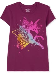 Girls Rainbow Unicorn Graphic Tee