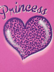 Camiseta con estampado de corazón de princesa para niñas