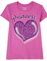 Camiseta con estampado de corazón de princesa para niñas