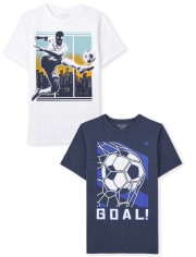Paquete de 2 camisetas con gráfico de fútbol para niños