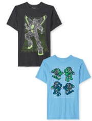Paquete de 2 camisetas con estampado de robot para niños