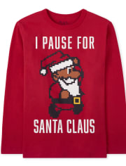 Camiseta con gráfico de pausa para Papá Noel para niños
