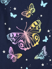 Paquete de 2 camisetas con gráfico de mariposa para niñas
