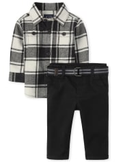 Baby Boys Matching Family Plaid Flannel 2-Piece Set
