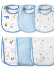 Baby Boys Animal Bib And Burp Cloth 6-Piece Set