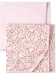 Paquete de 2 mantas florales para bebé niña