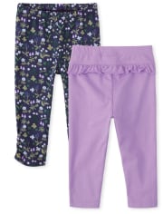 Baby Girls Floral Ruffle Pants 2-Pack