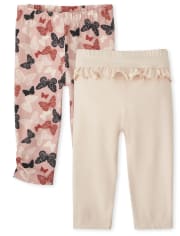 Baby Girls Butterfly Ruffle Pants 2-Pack