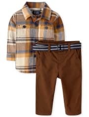 Baby Boys Matching Family Plaid Flannel 2-Piece Set