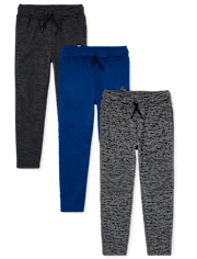 Boys Moisture Wicking Fleece Pants 3-Pack