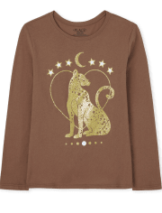 Camiseta con gráfico de guepardo para niñas