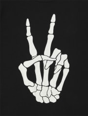 Camiseta unisex con estampado de esqueleto de paz resplandeciente para niños