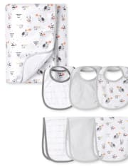 Conjunto de 7 piezas de babero y manta de animal bebé unisex