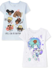 Paquete de 2 camisetas con gráfico para niñas