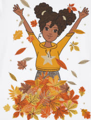 Camiseta con gráfico de hojas para niñas