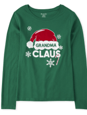 Camiseta gráfica de la abuela Claus de la familia a juego para mujer