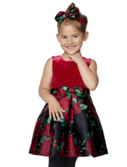 Vestido de punto a tejido floral de mamá y yo para niñas pequeñas