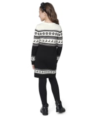 Girls Reindeer Fairisle Sweater Dress