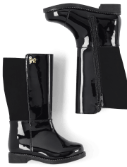 Botas altas con lazo enjoyado para niñas pequeñas