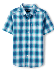 Boys Plaid Poplin Button Down Shirt