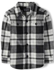 Camisa con botones de franela a cuadros para bebés y niños pequeños