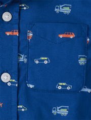 Camisa con botones de popelín con estampado para bebés y niños pequeños