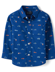 Camisa con botones de popelín con estampado para bebés y niños pequeños