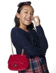 Sac en velours matelassé à paillettes pour fille