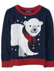 Baby And Toddler Boys Long Sleeve Polar Bear Intarsia Baby And Toddler Boys Long Sleeve Polar Bear Intarsia