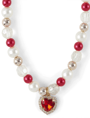 Girls Heart Beaded Necklace And Bracelet 2-Piece