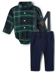 Baby Boys Plaid Oxford Outfit Set