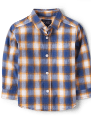Baby And Toddler Boys Plaid Poplin Button Up Shirt