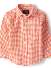 Camisa con botones de popelín a cuadros para bebés y niños pequeños