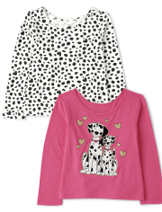 Toddler Girls Dalmatian Top 2-Pack