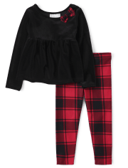 Ensemble 2 pièces à carreaux pour petites filles