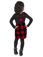 Toddler Girls Plaid Pinafore 2-Piece Set