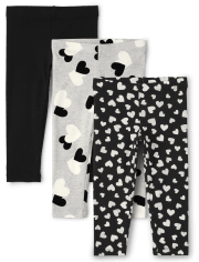 Pack de 3 leggings con forma de corazón para niñas pequeñas