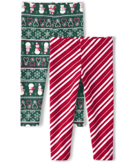Toddler Girls Christmas Leggings 2-Pack