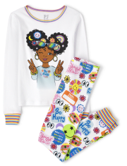 Niñas Pijama de algodón ajustado con icono de niña