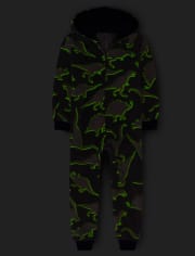 Boys Glow Dino Sherpa One Piece Pajamas
