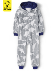 Boys Glow Dino Sherpa One Piece Pajamas