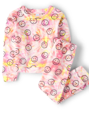Girls Tie Dye Happy Face Pajamas