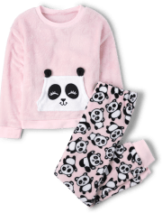 Girls Panda Fleece Pajamas