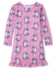 Girls Unicorn Ruffle Nightgown