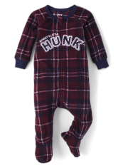 Pijamas de una pieza de forro polar a cuadros para bebés y niños pequeños
