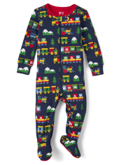 Baby And Toddler Boys Train Snug Fit Cotton One Piece Pajamas