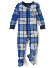 Baby And Toddler Boys Plaid Snug Fit Cotton One Piece Pajamas